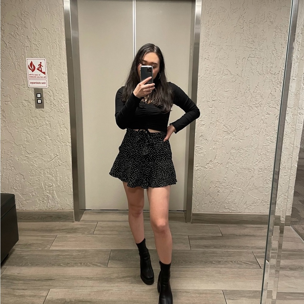 Zara Black and White Skater Skirt